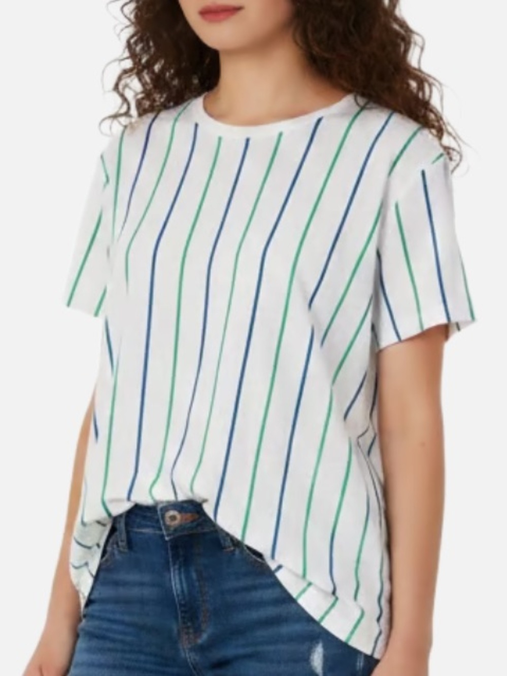 ZARA Men’s Blue and Green Striped Short Sleeve T-Shirt size M